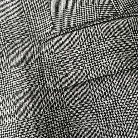 Aquascutum London One Button Closure Gray Check 100% Wool Blazer Women Size 14 - Picture 4 of 10